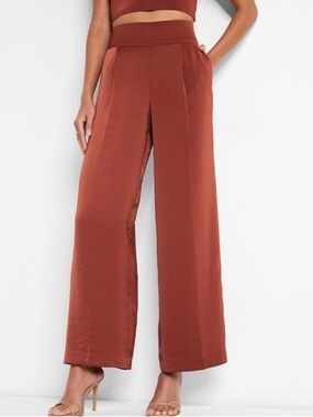 Express nwot Wide Leg High-Waist Pants in Rust sz Medium